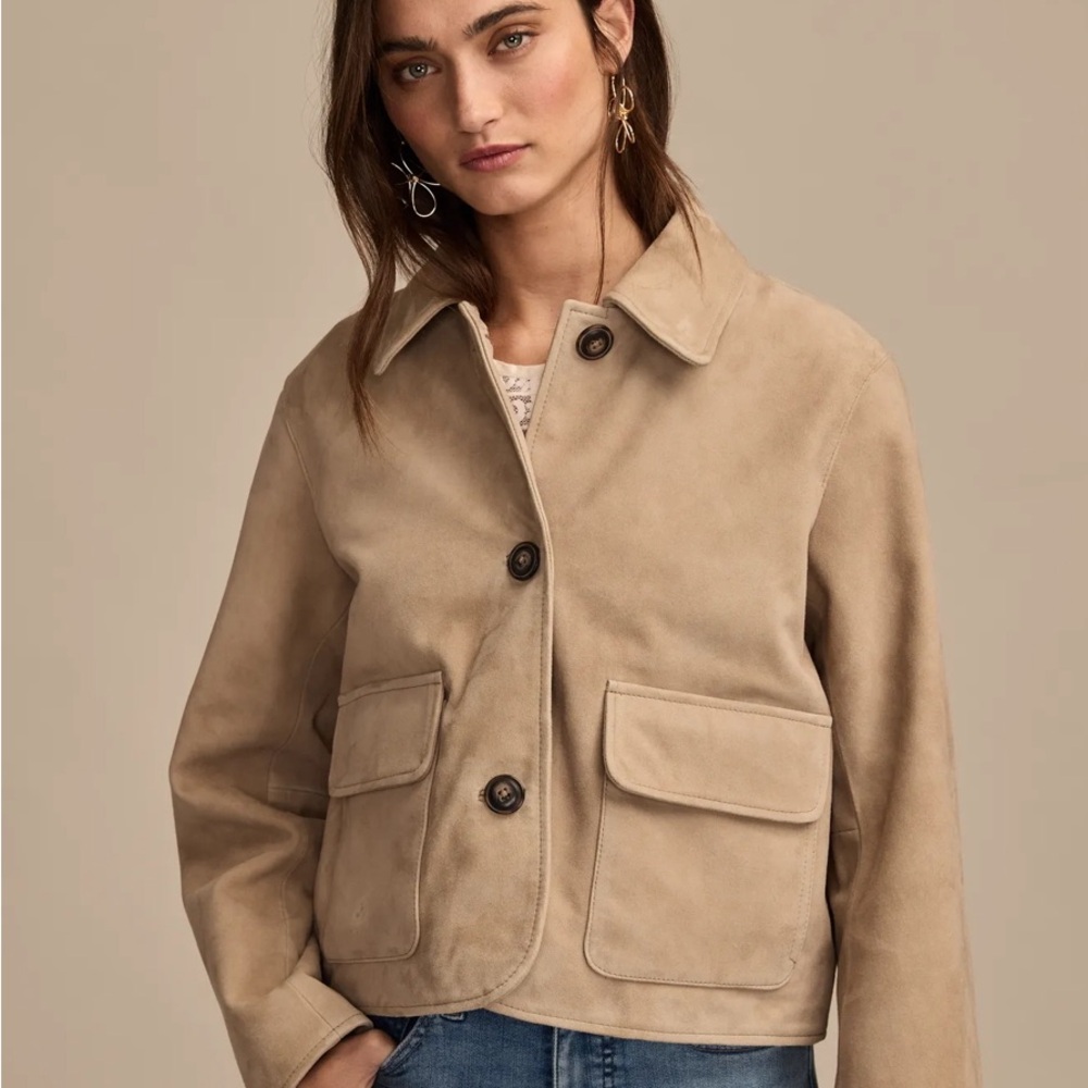 Lucky Brand Genuine Goat Suede Leather Jacket Tan Size M NWT - Picture 3 of 14